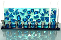 Turquoise and Blue Dichroic Menorah