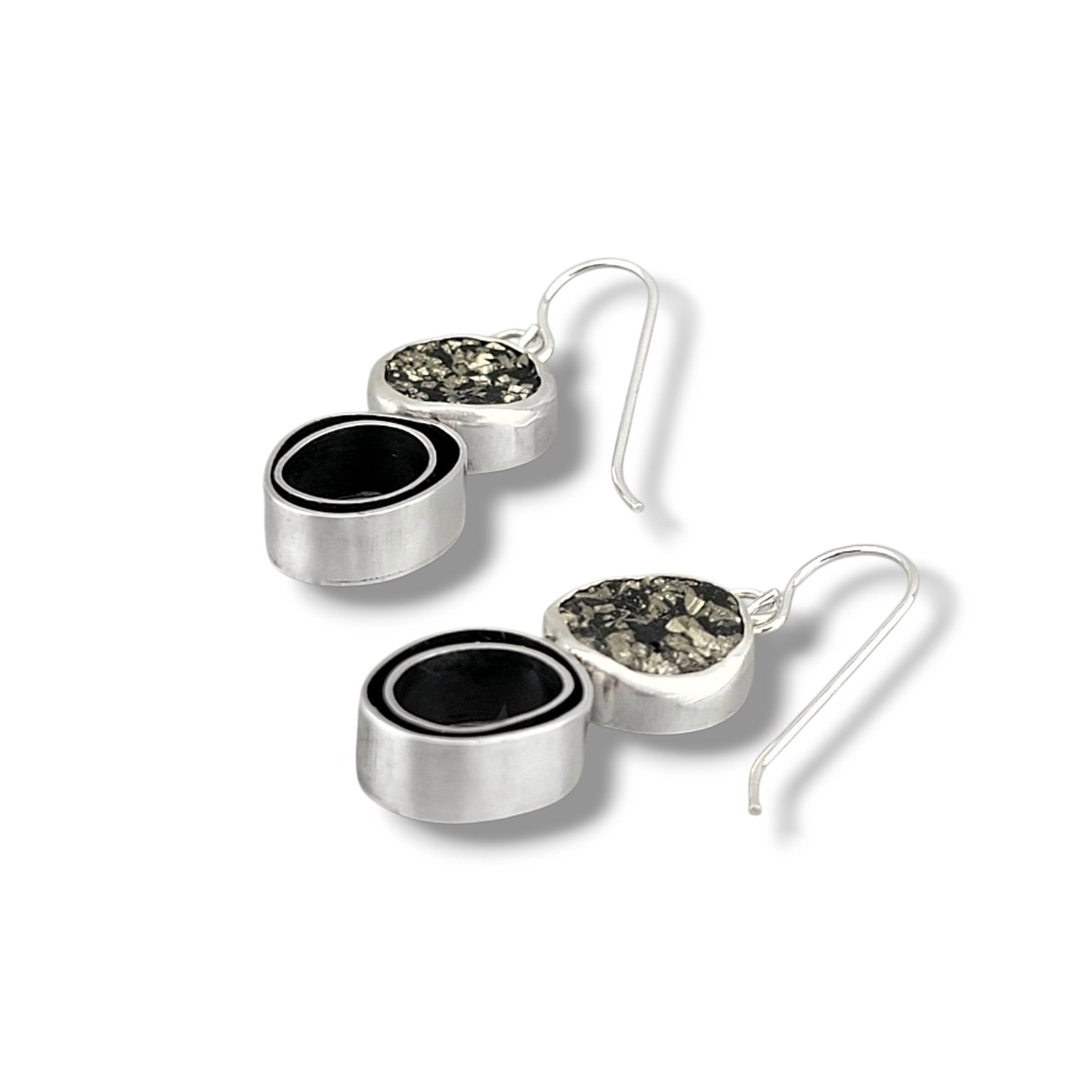 Pyrite-in-Slate Organic Earrings
