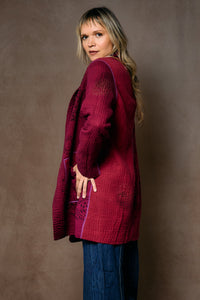 Ombre Patched Gold Stamp Kantha Long Jacket