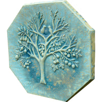 Magic Fruit Tree Ceramic Octagon in Aqua Stone Matte