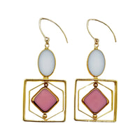 Pastel Pink & White Art Deco Earrings