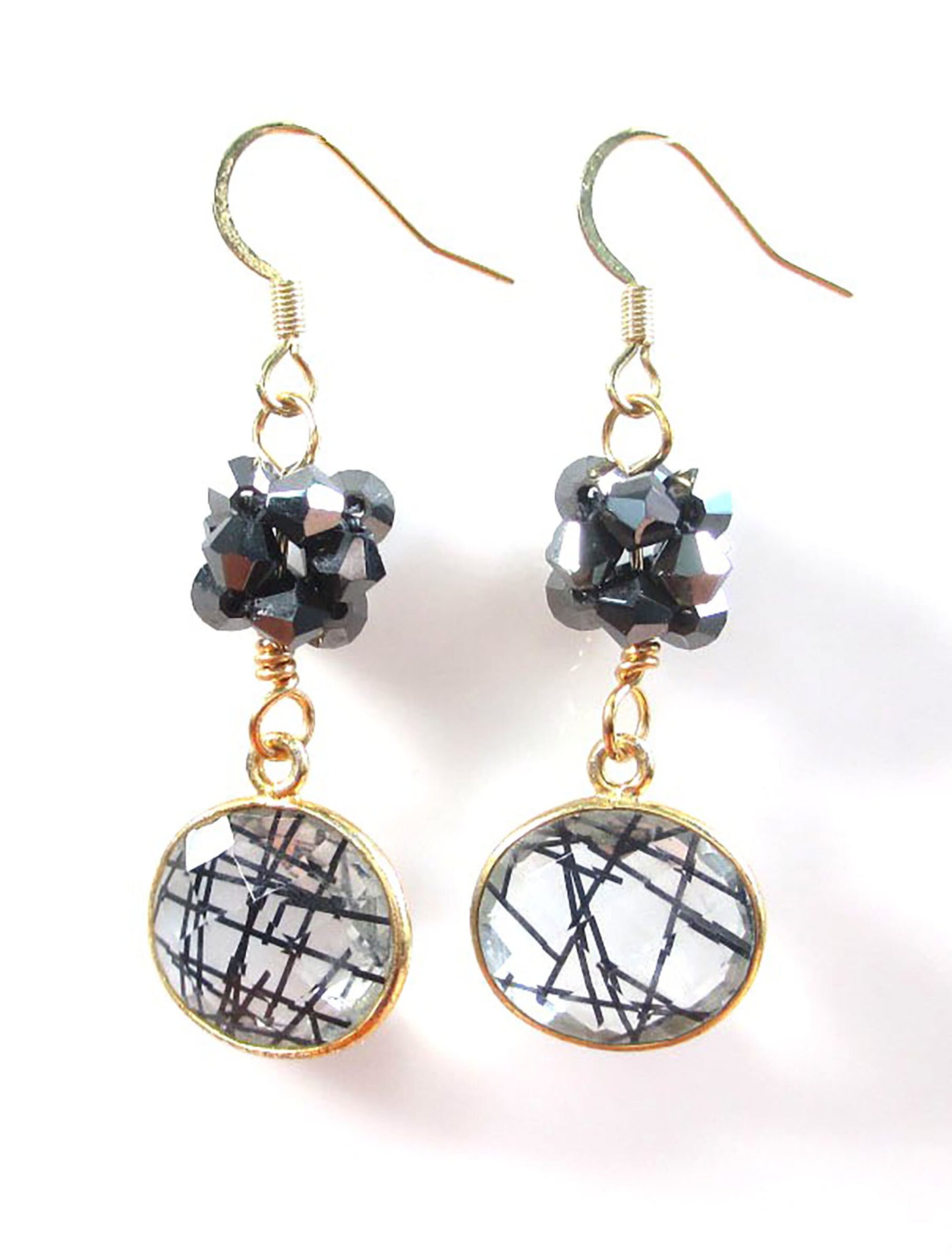 Rutilated Quartz Dangle Earrings
