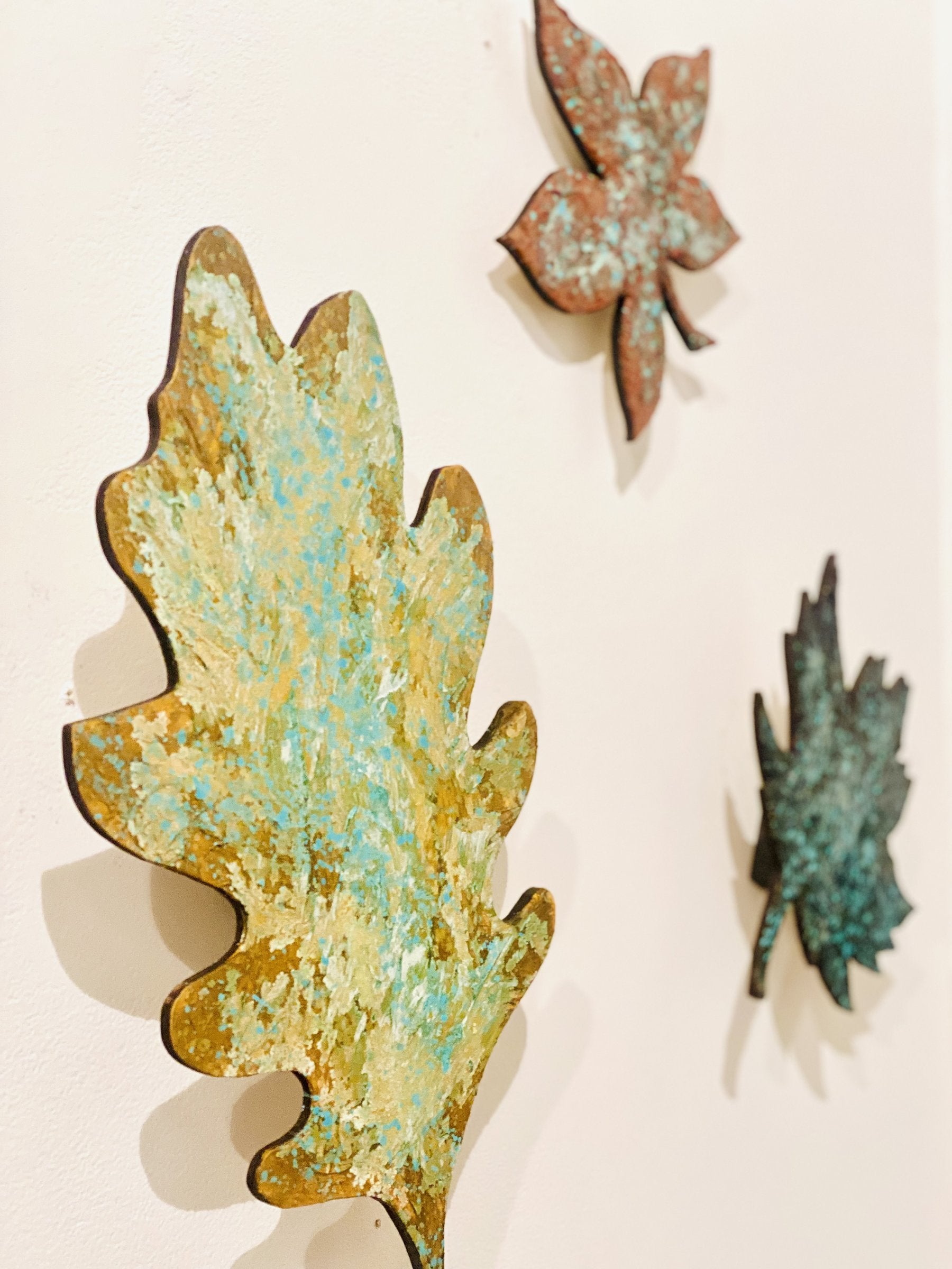 Wooden Fall Leaves, Set of Three