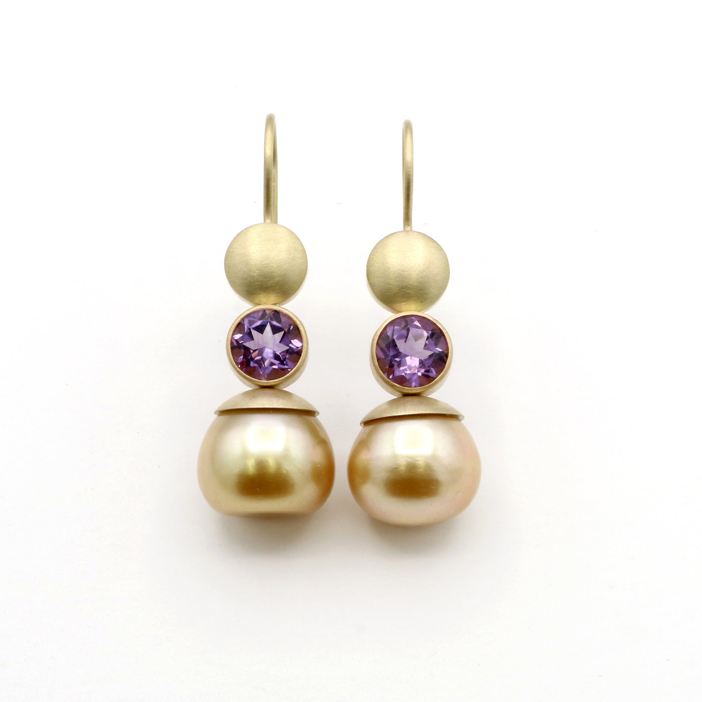 South Sea Pearls with Amethyst Earrings