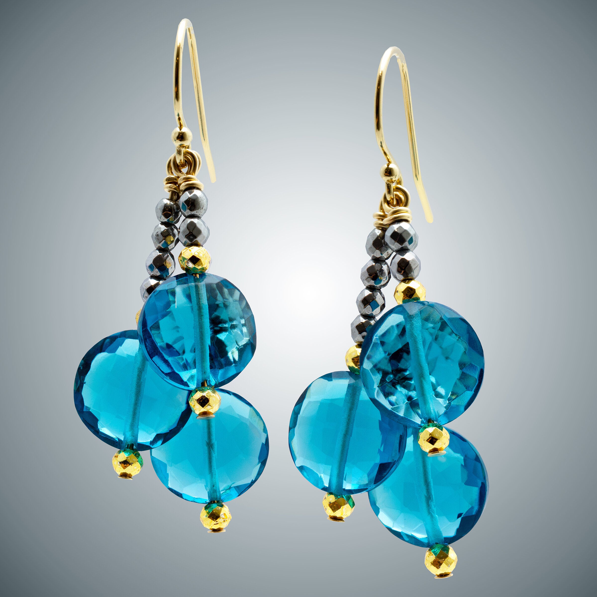 London Blue Quartz & Hematite Earrings
