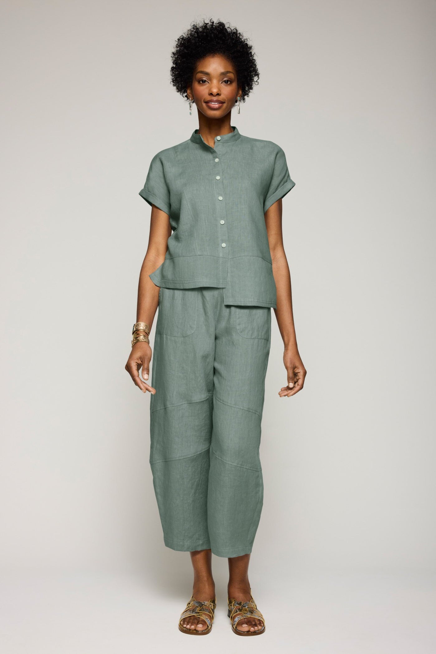 Linen Barrel Leg Pant