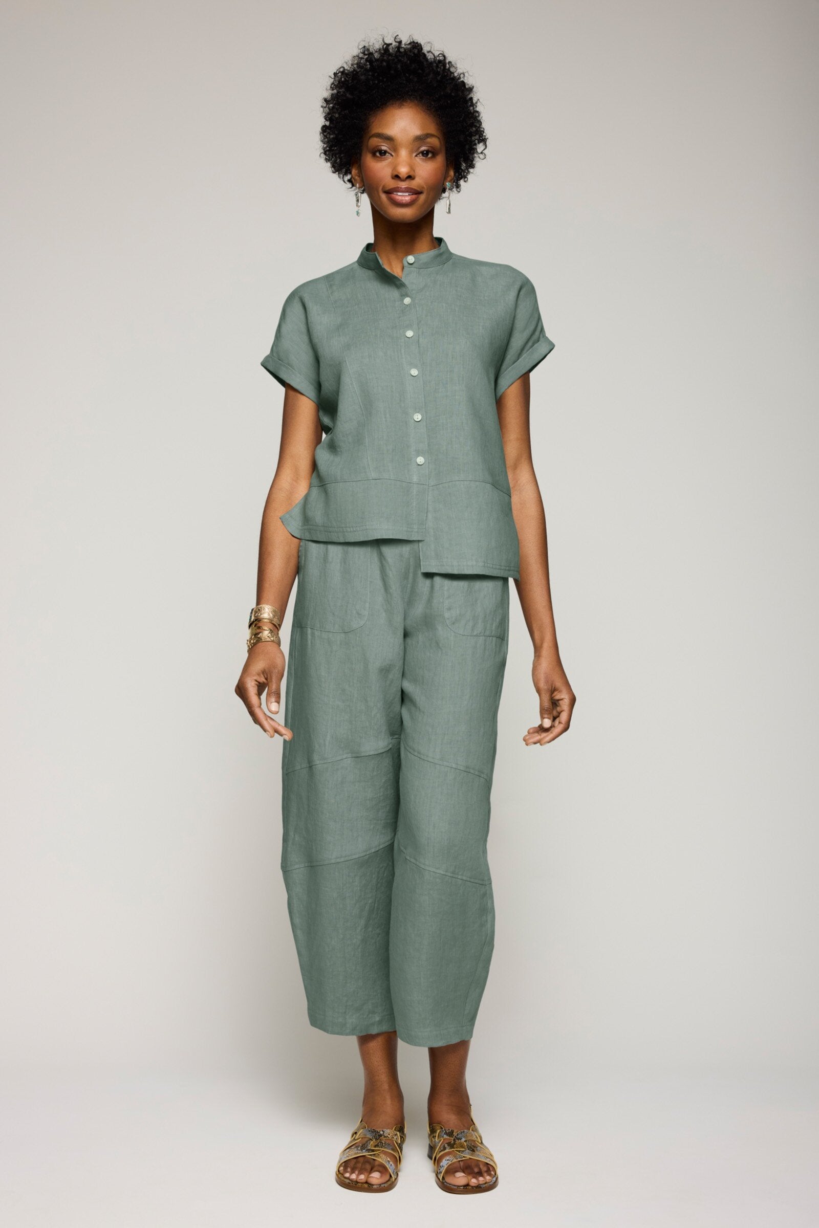 Linen Barrel Leg Pant