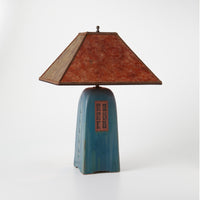 North Union Lamp in Viridian Glaze with Amber Mica Shade