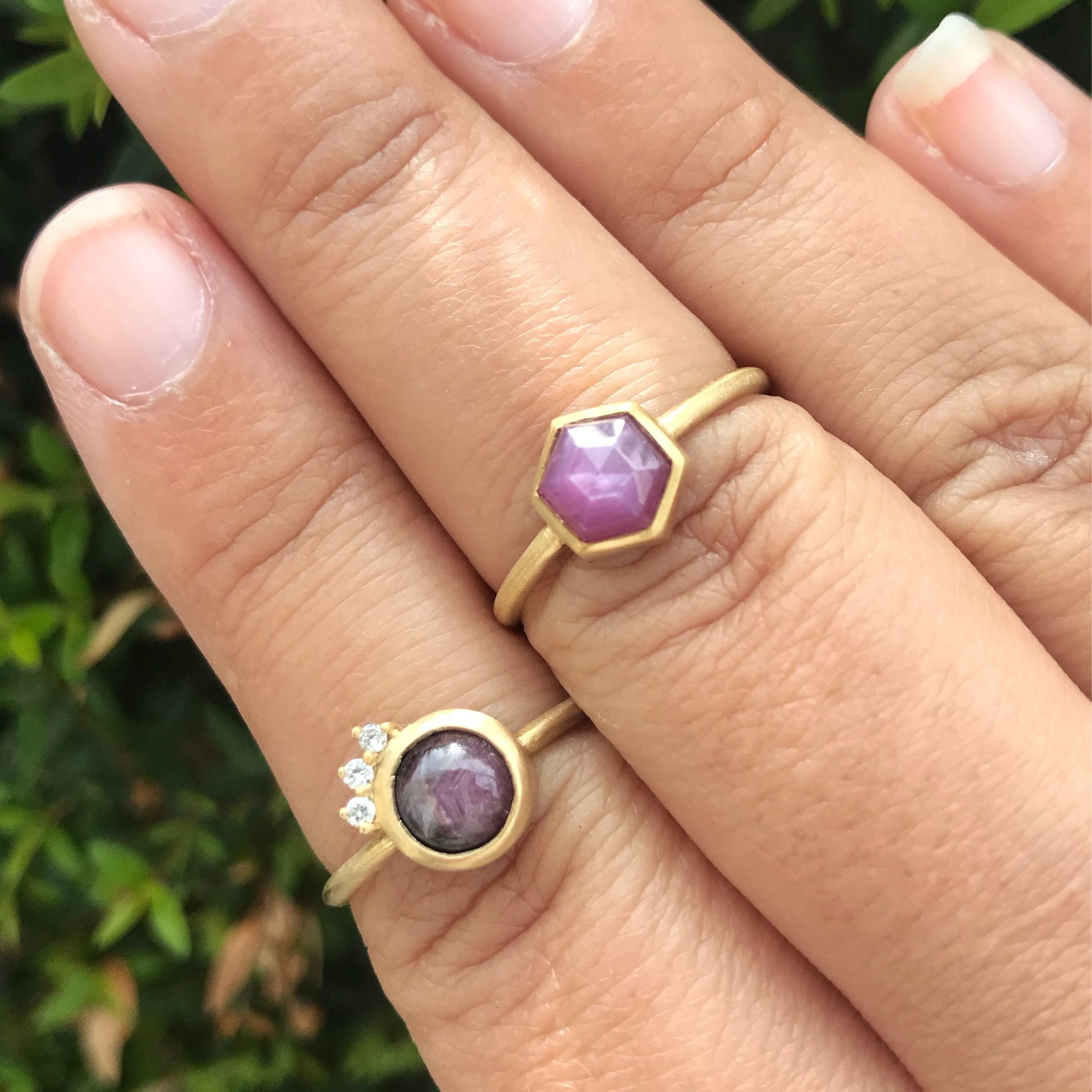 Ruby and Diamond Rhiannon Ring, on the left