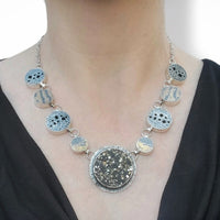 Pyrite & Gold Accent Hollow Necklace