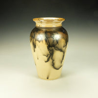 Medium Mustard Yellow and Orange Horsehair Raku Jar