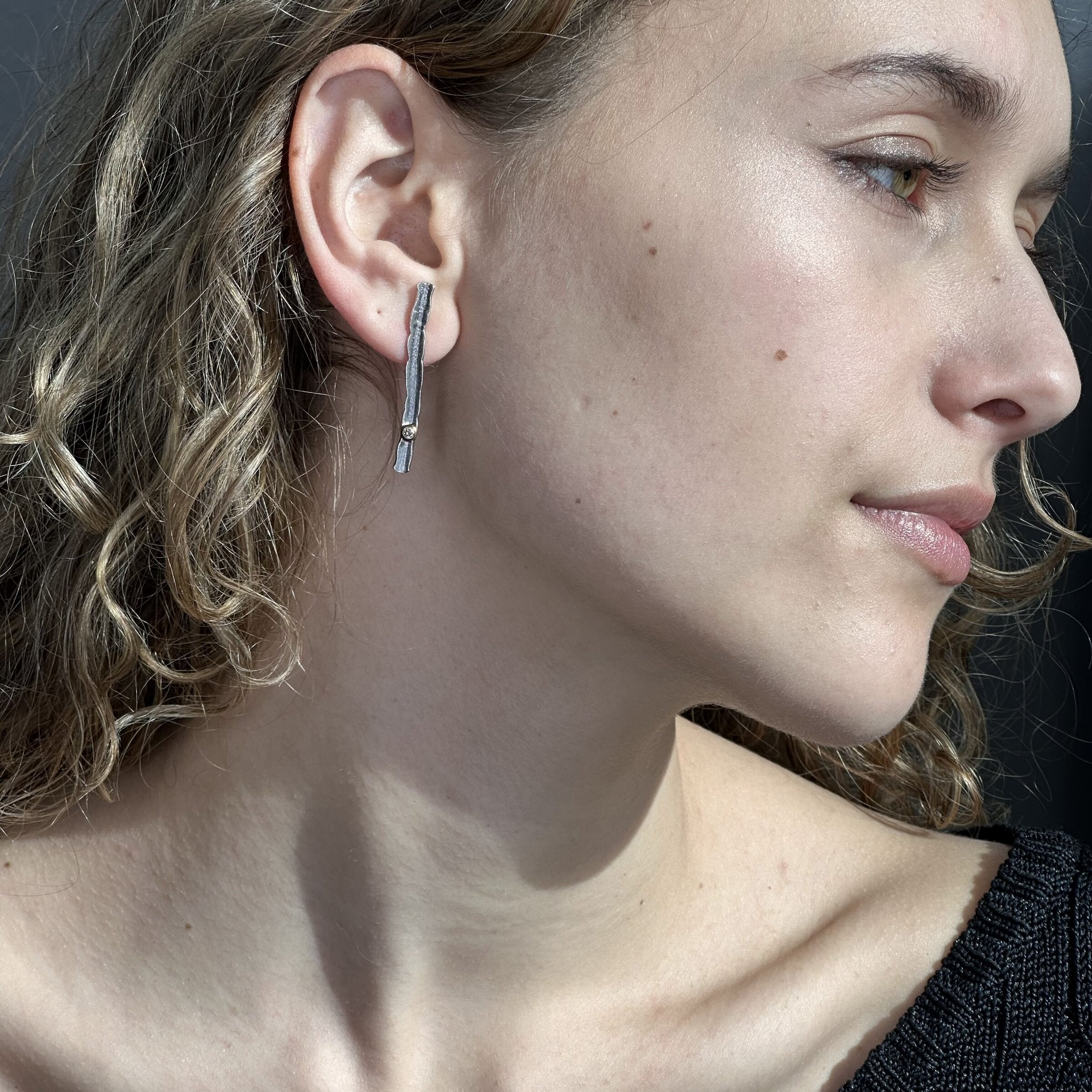 Edge Earrings with Champagne Diamonds