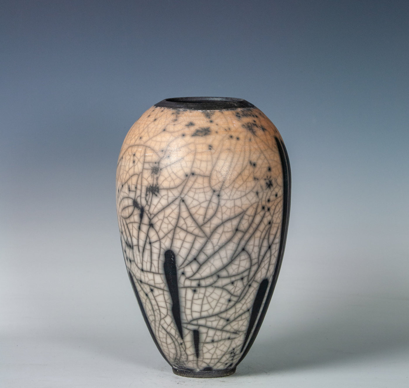 Raku Vase in Orange and Black