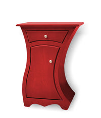 left-handed, vermilion paint