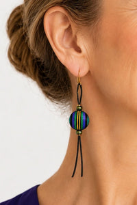 Bright Stripe Vintage Silk Earrings