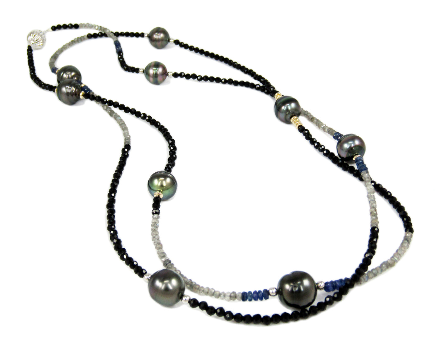 Tahitian Pearl and Black Spinel Necklace