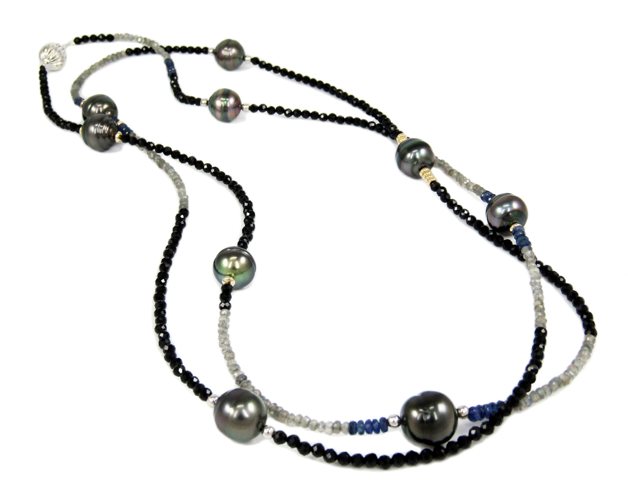 Tahitian Pearl and Black Spinel Necklace