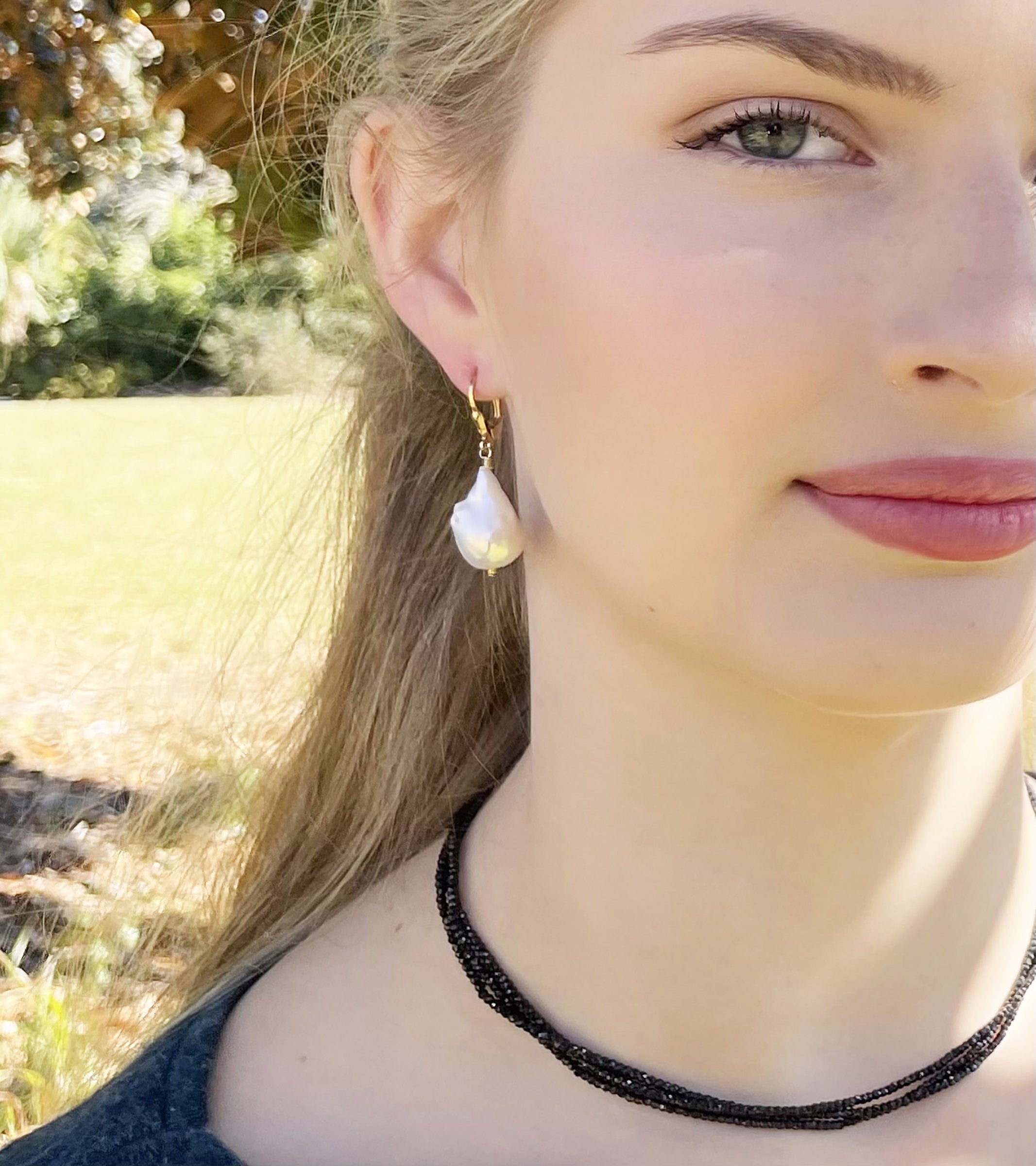 Gold Baroque Pearl Earrings