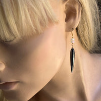 Hematite Opal Drop Earrings
