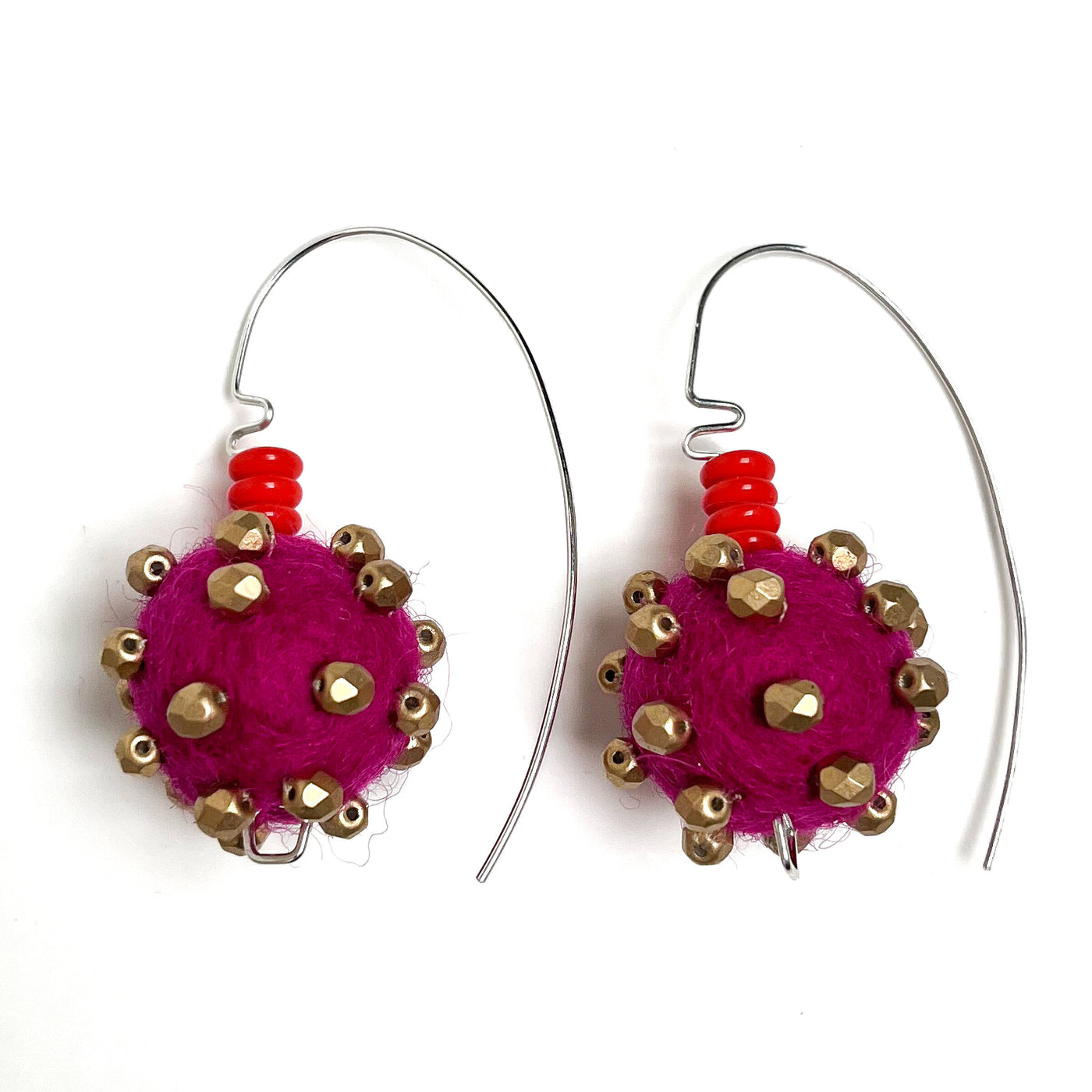 Magenta with Red & Bronze Beads