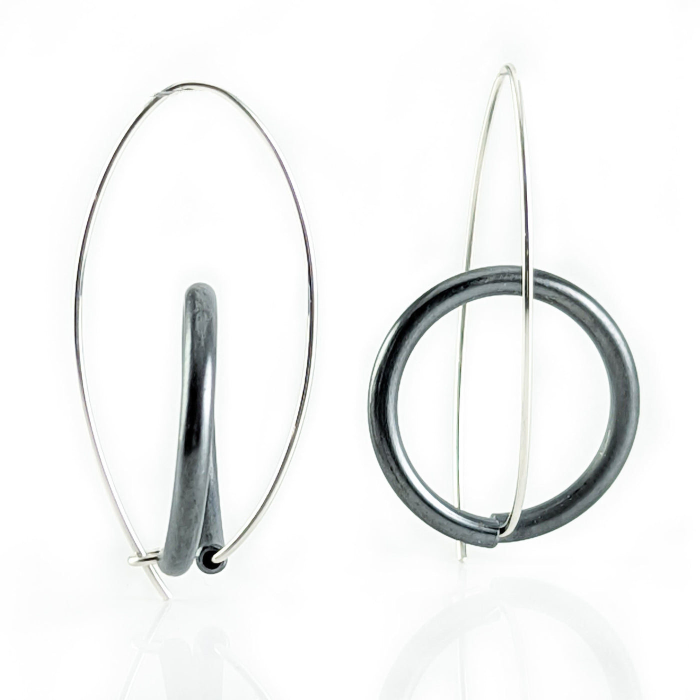 Loop de loop earrings, oxidized finish