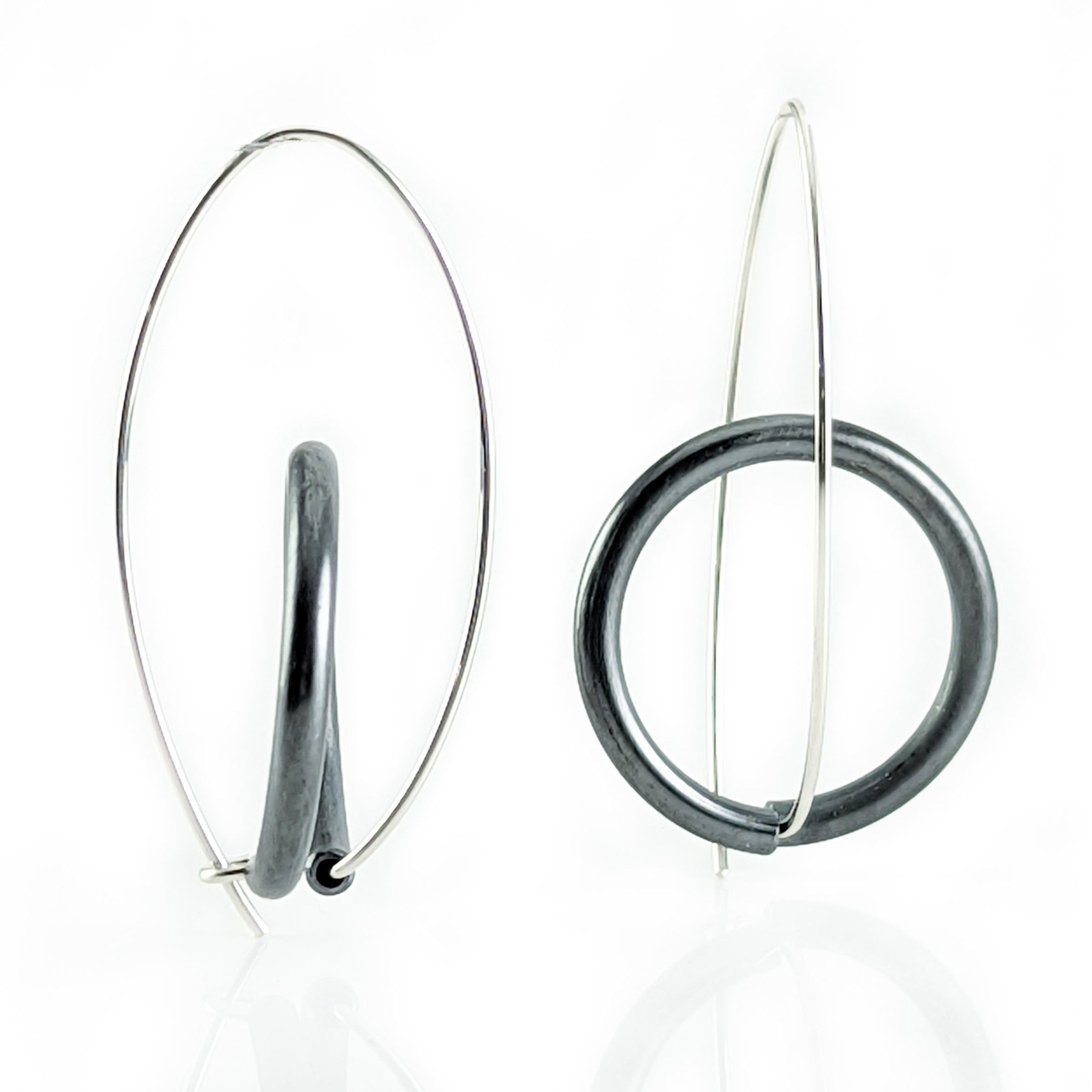 Loop de loop earrings, oxidized finish