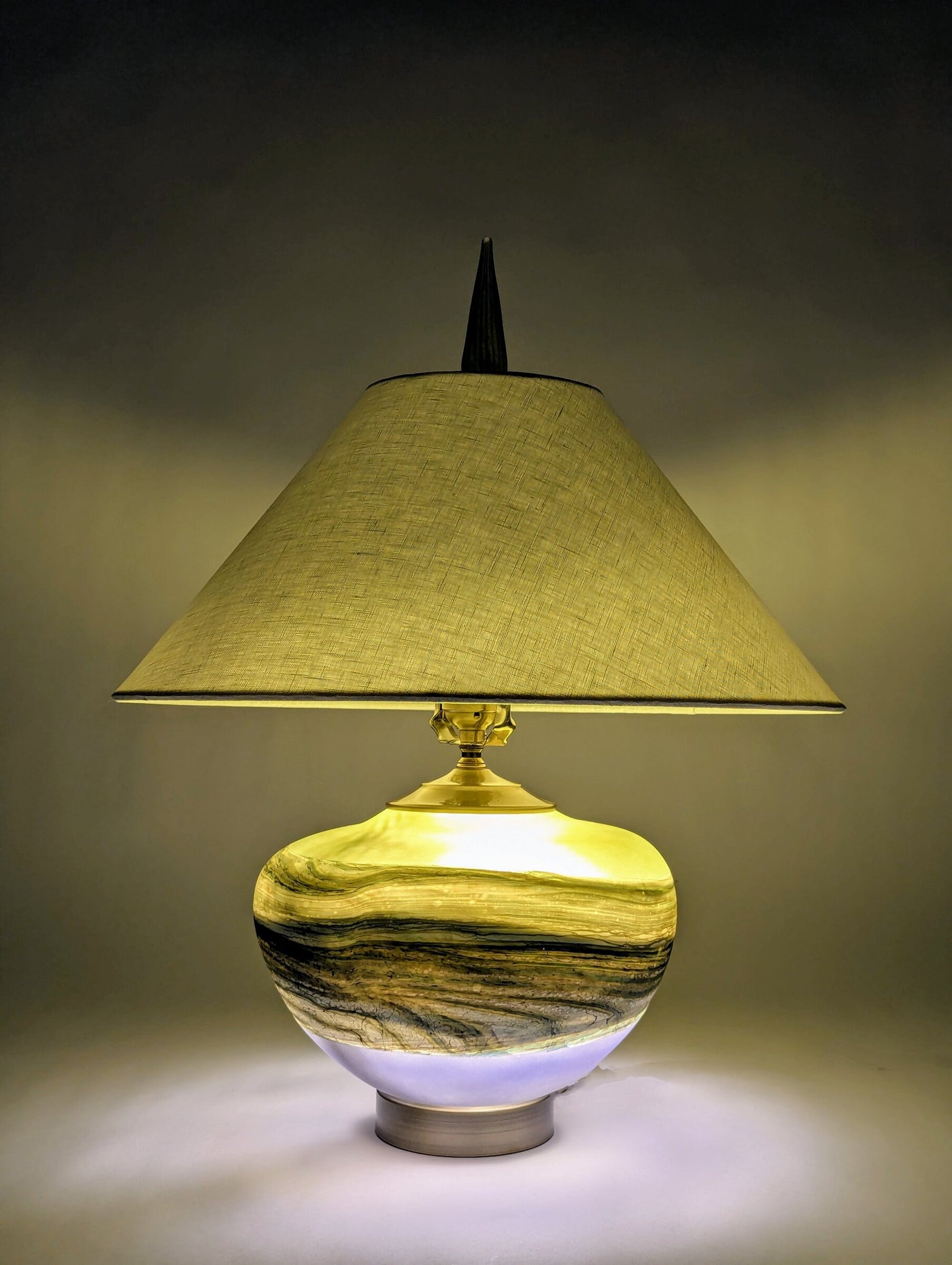Satin Strata Table Lamp in Lime and Amethyst