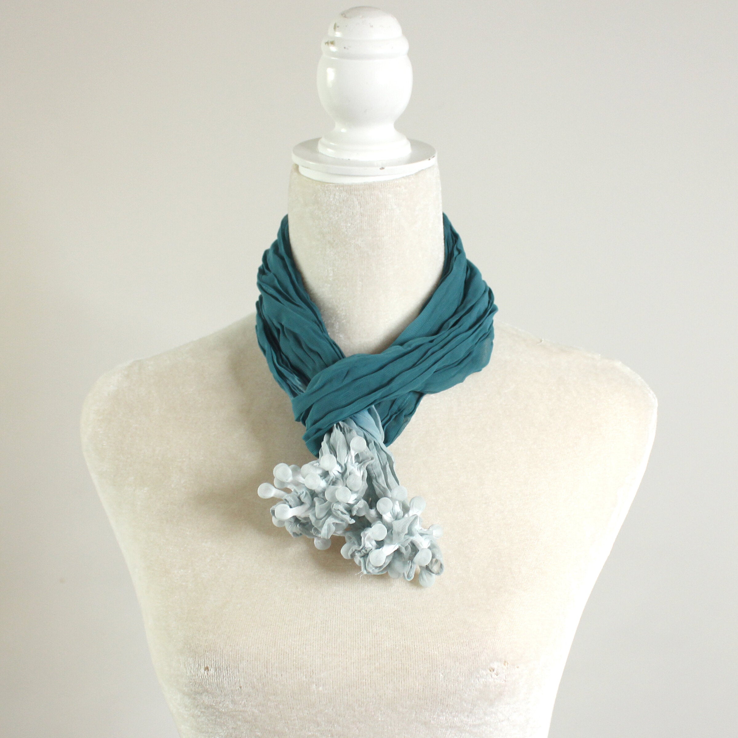 Small Ocean Epidermis Scarf- Peacock Blue | Photo by Yuh Okano