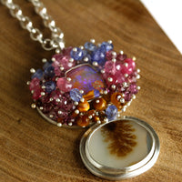 Pink Shades Opal, Gem Fringe & Agate Pendant