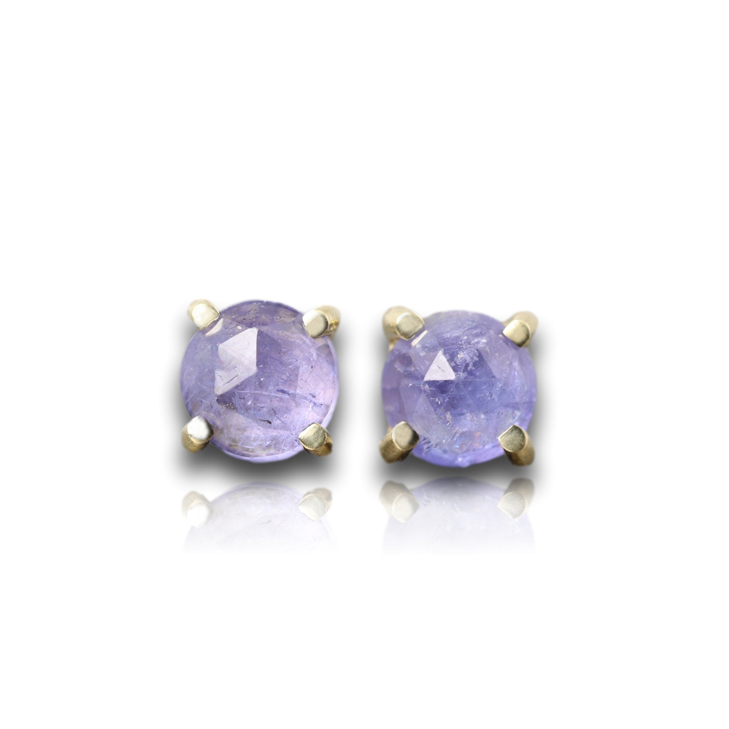 14k Yellow Gold and Tanzanite Stud Earrings