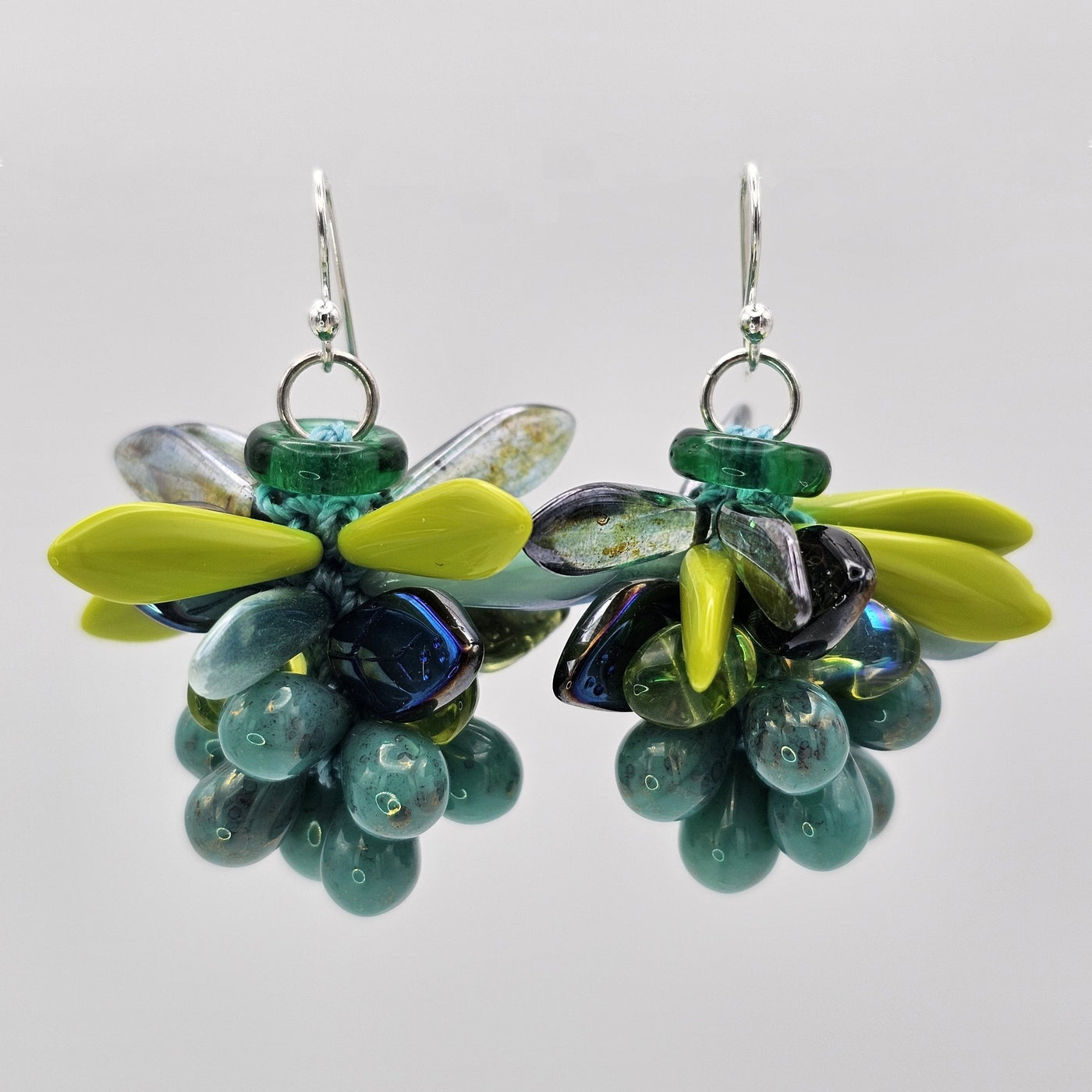 Turquoise & Green Cluster Earrings