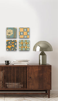 Clockwise from top left: Daisy, Checks, Mari and Sachiko Wooden Tiles