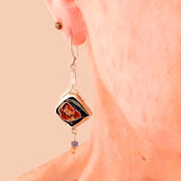 Asymmetrical Cloisonne Poppy Earrings