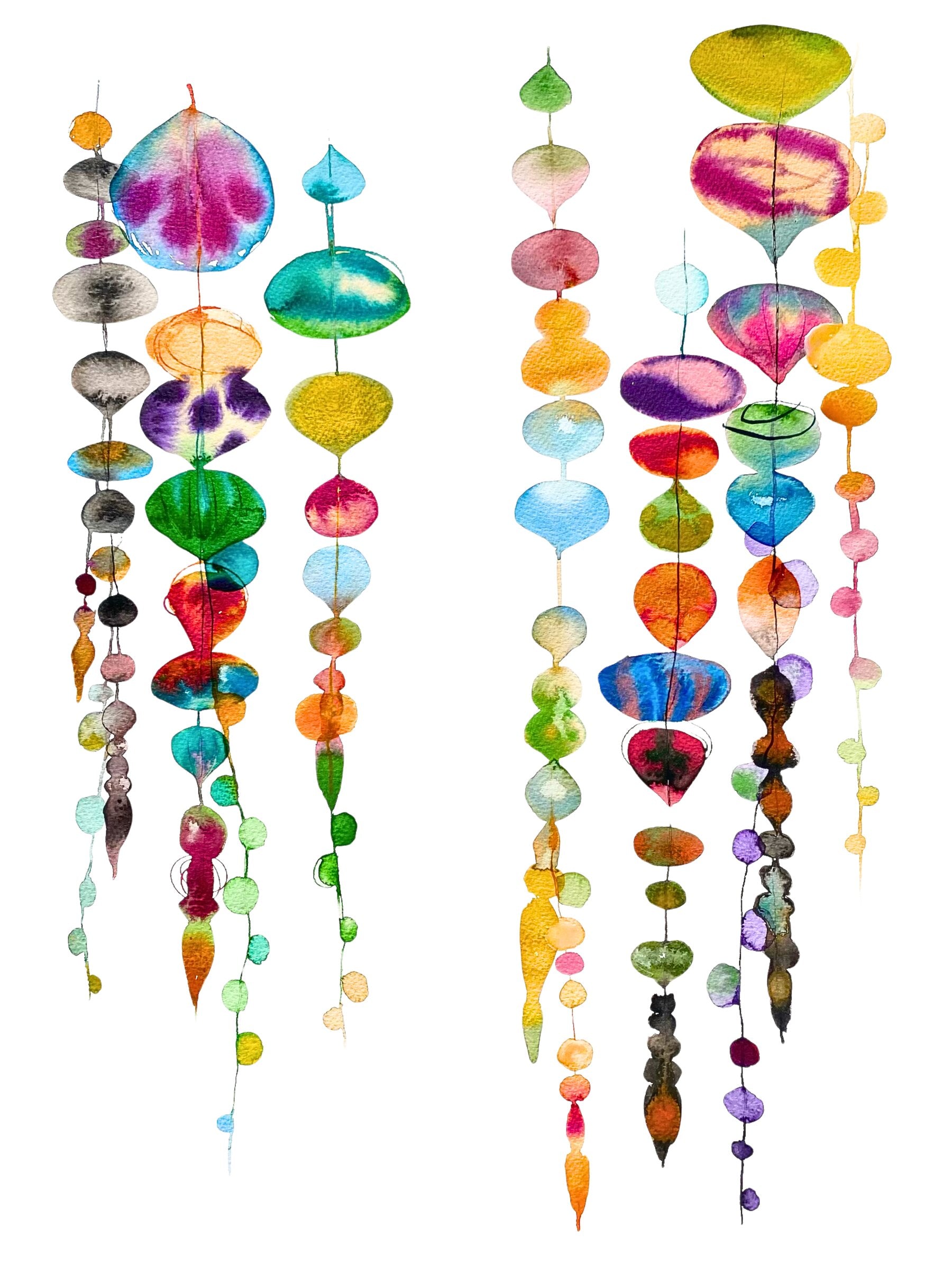 String of Pearls Watercolor