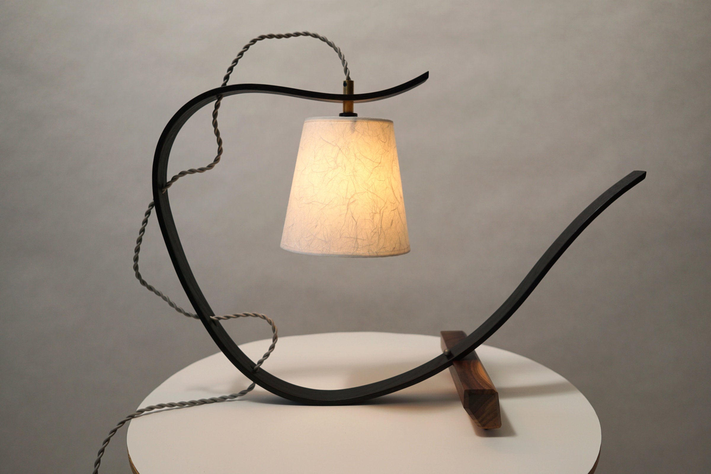 Bent Table Lamp in Ebonized Oak
