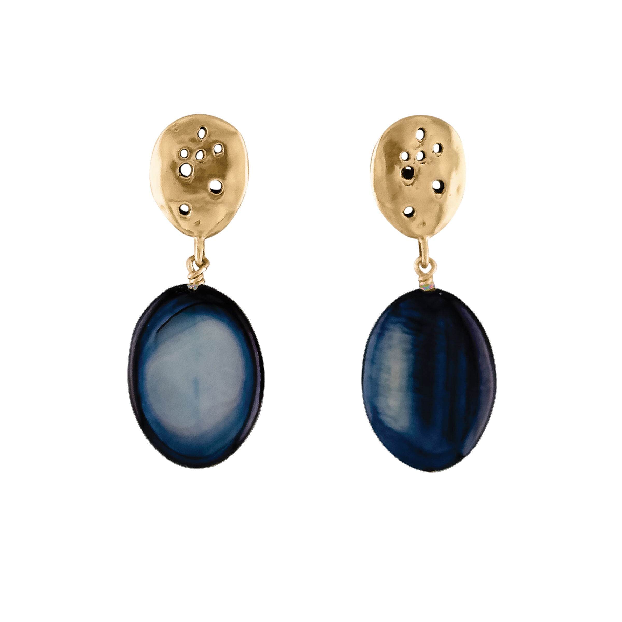 Constellation Bronze Indigo Shell Earrings
