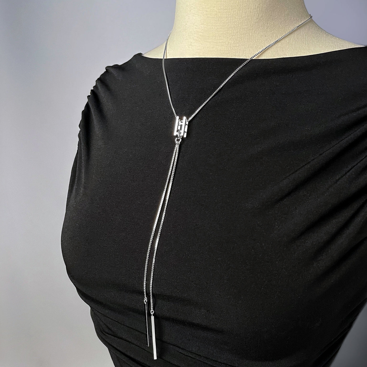 Square Bar Long Drop Necklace