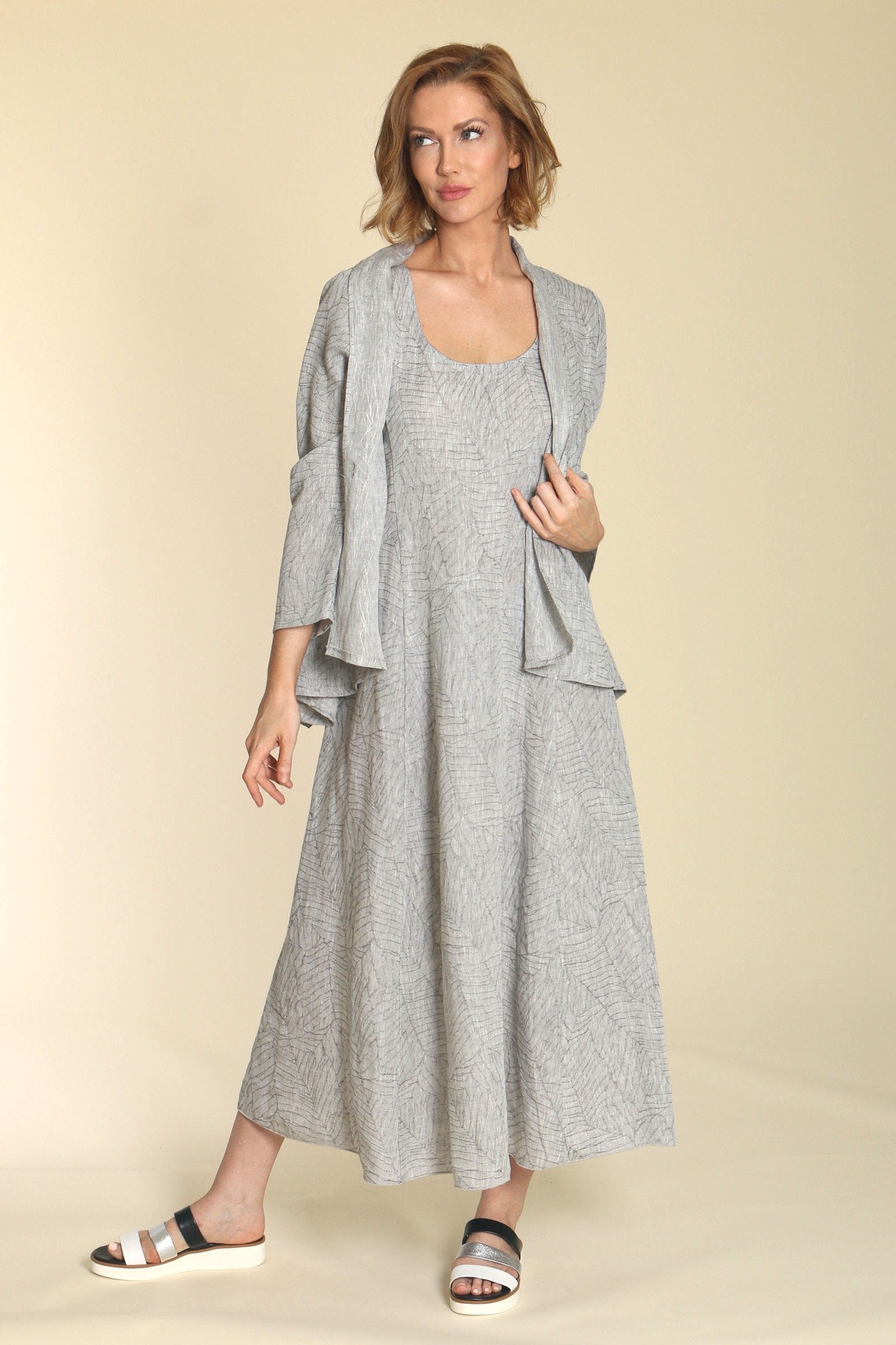 fenini linen dresses Fenini Embroidered Flair Dress