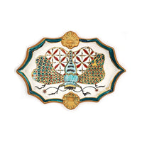 Papillon de Nuit Wall Tile in Teal and Red