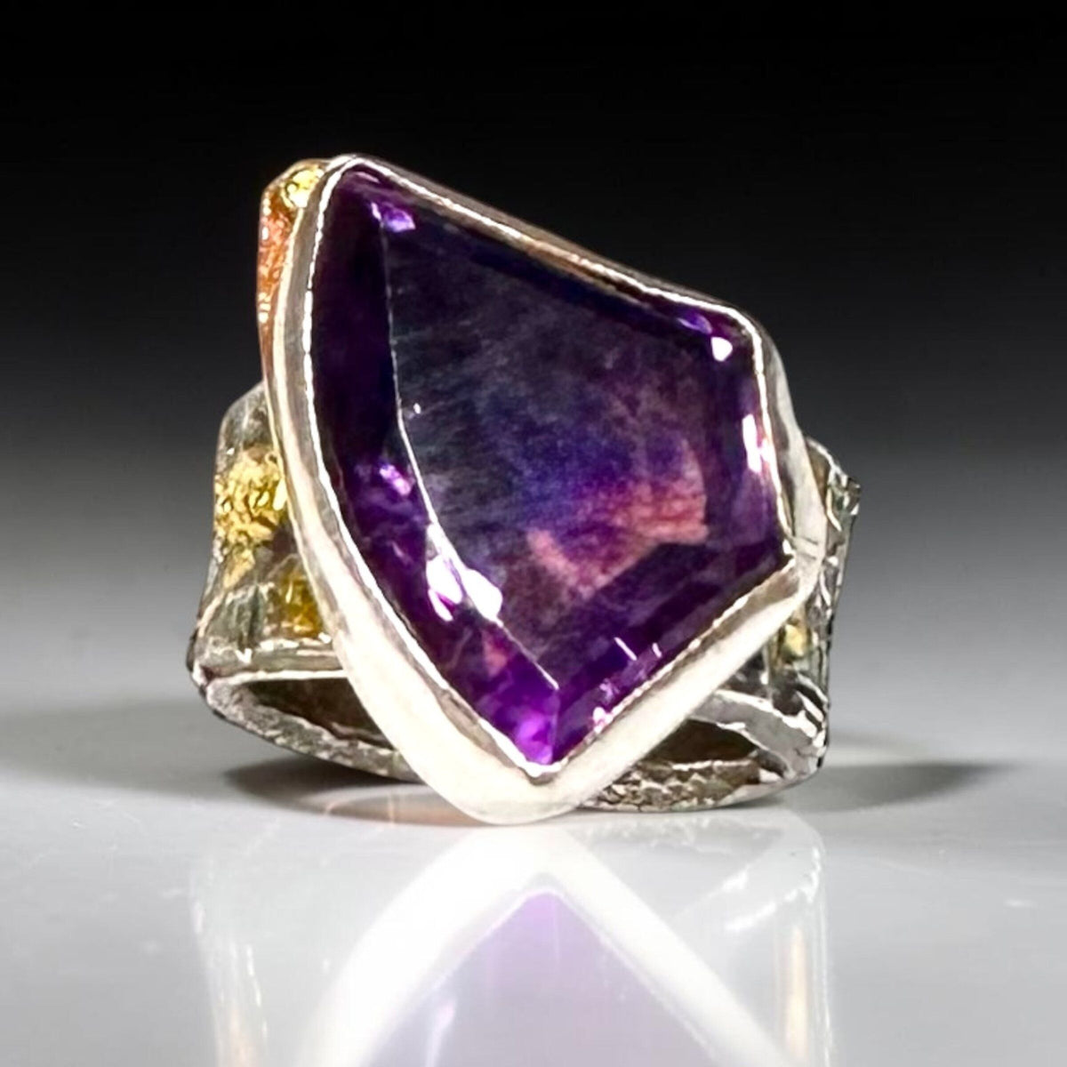 Dimensional Amethyst Statement Ring