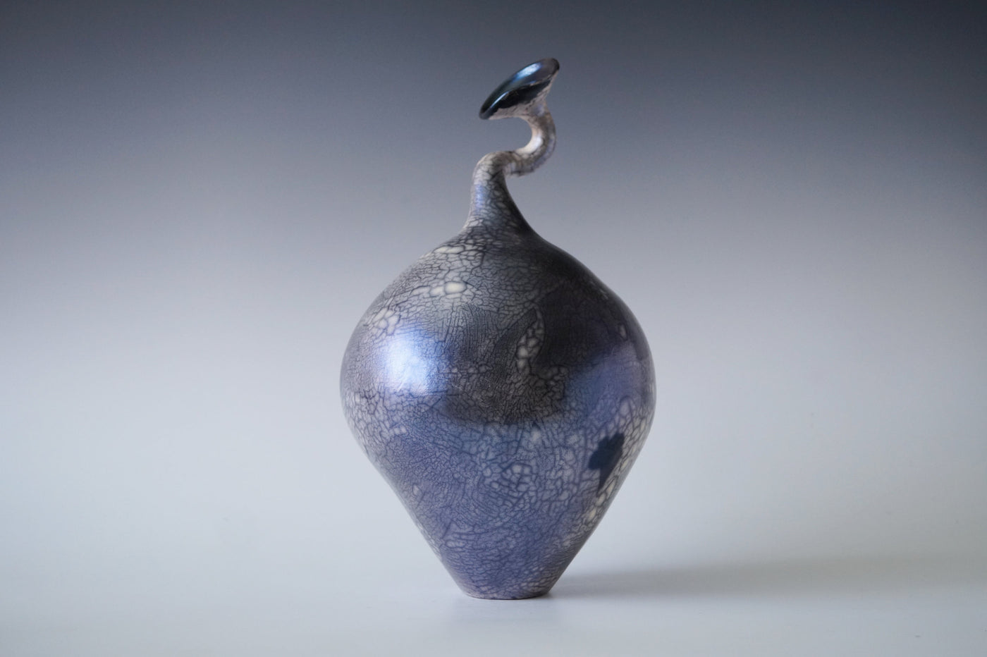 Nerida Coil Blue Iridescent Raku Vessel