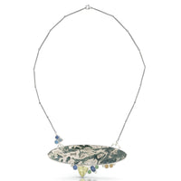 Moss Agate & Sapphire Accents Pendant