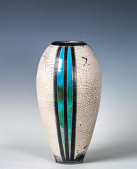 Ascent in Blue Naked Raku Vase