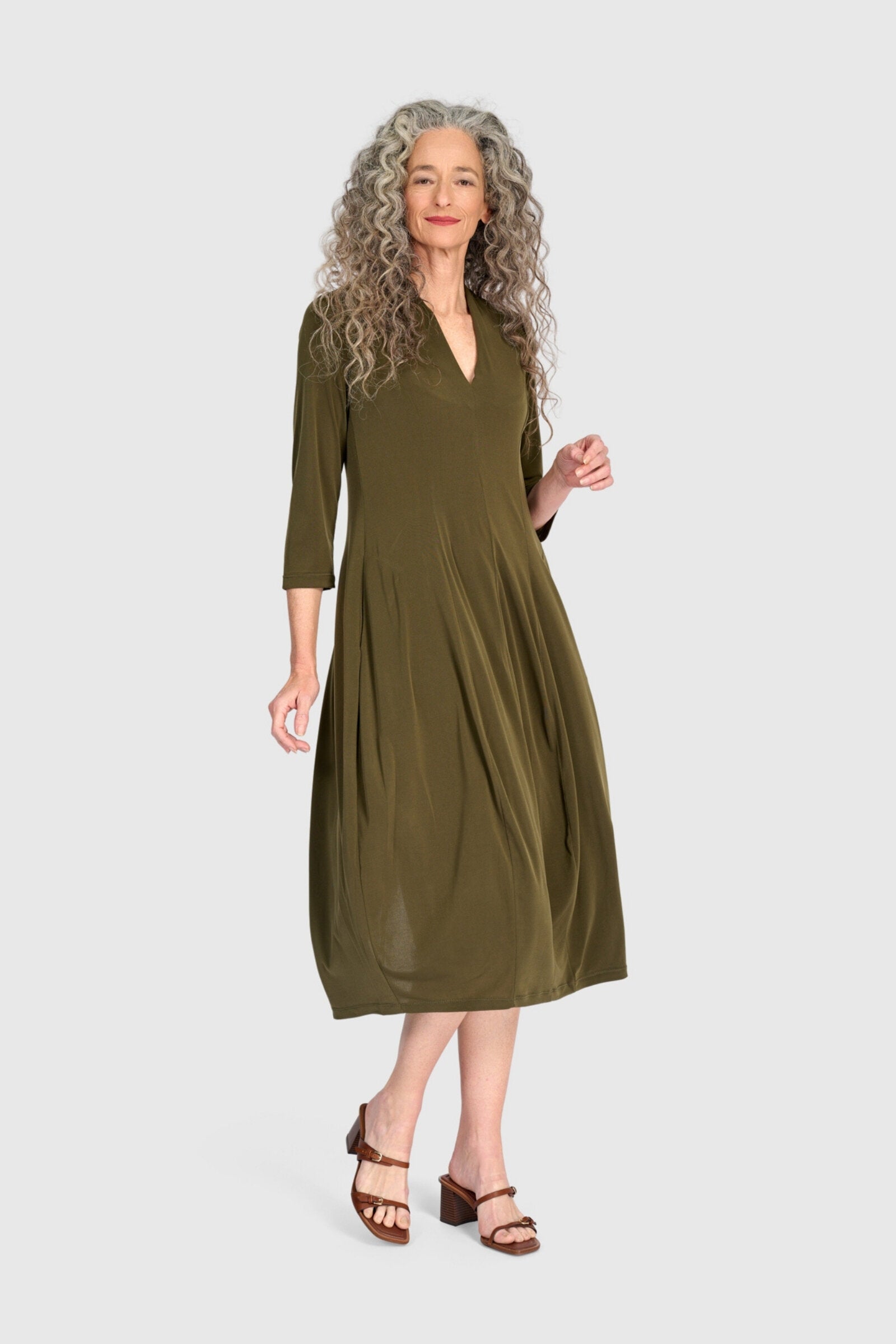 Essential 3/4 Sleeve Slinky Cocoon Dress