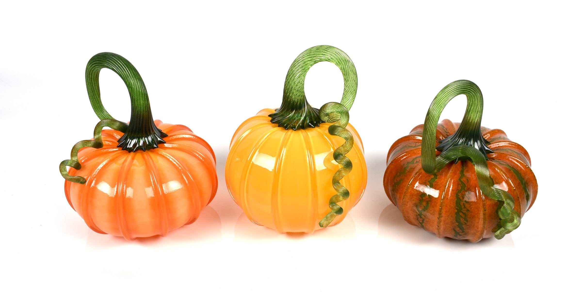 set of three, left to right: bright orange, deep yellow, orange green crackle