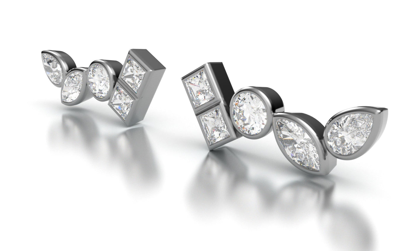 White Sapphire Line Earrings