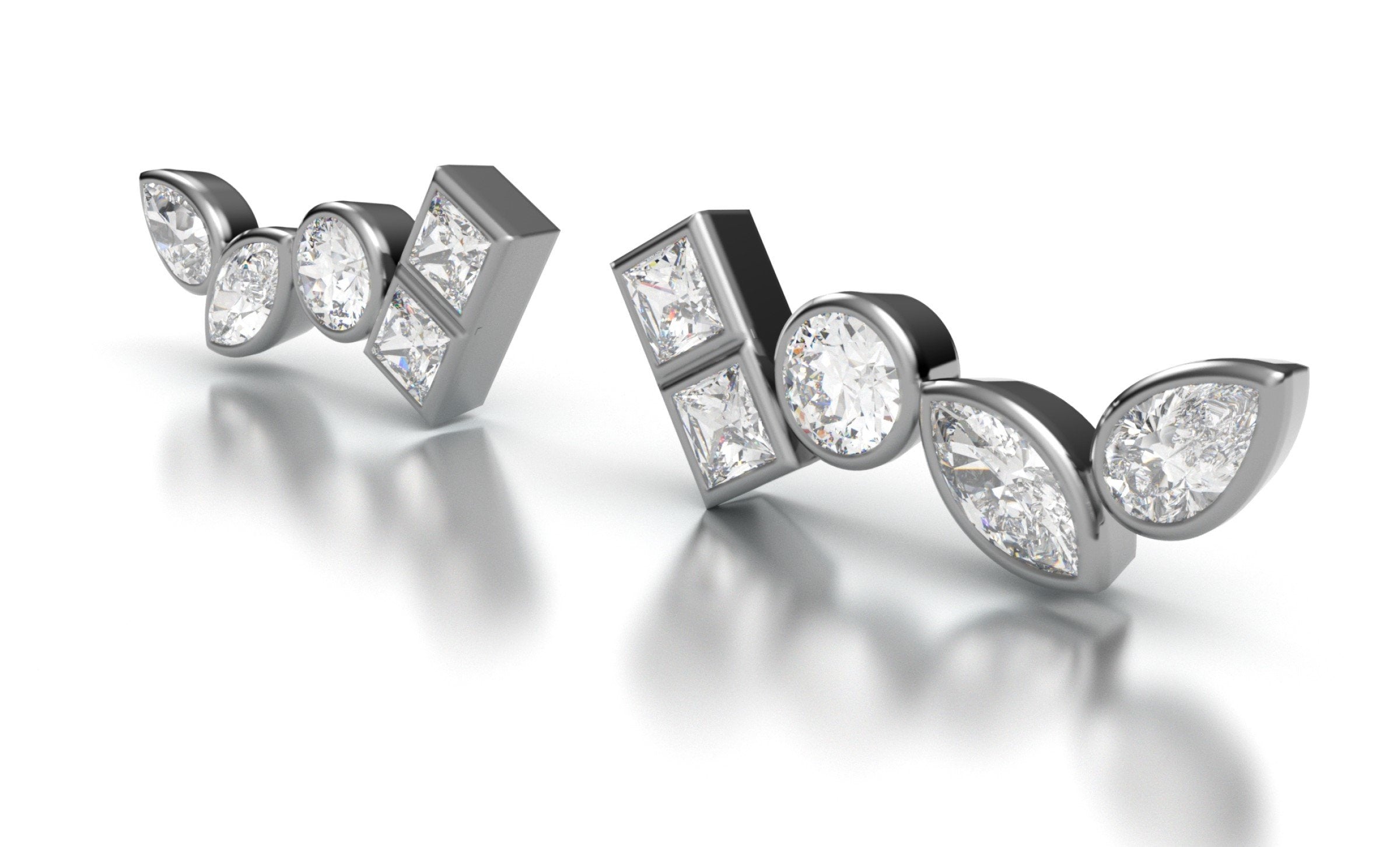 White Sapphire Line Earrings