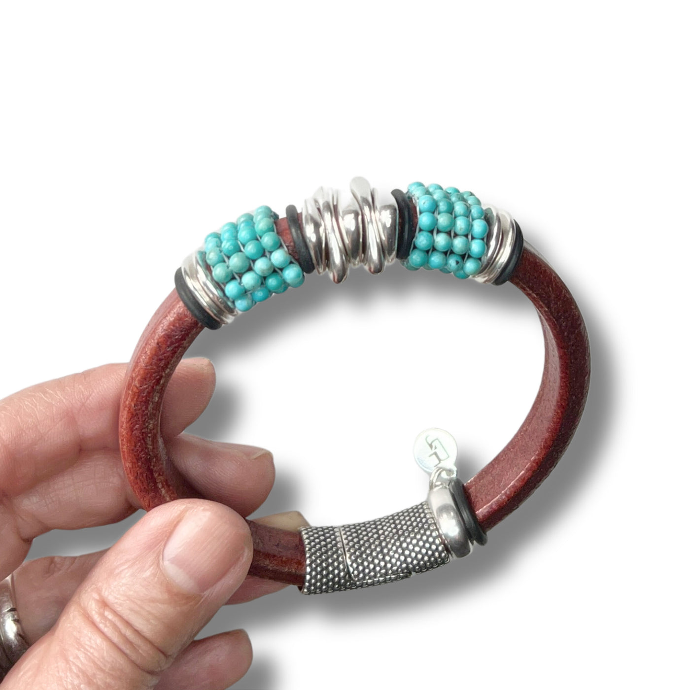 Kingman Turquoise Leather Bracelet
