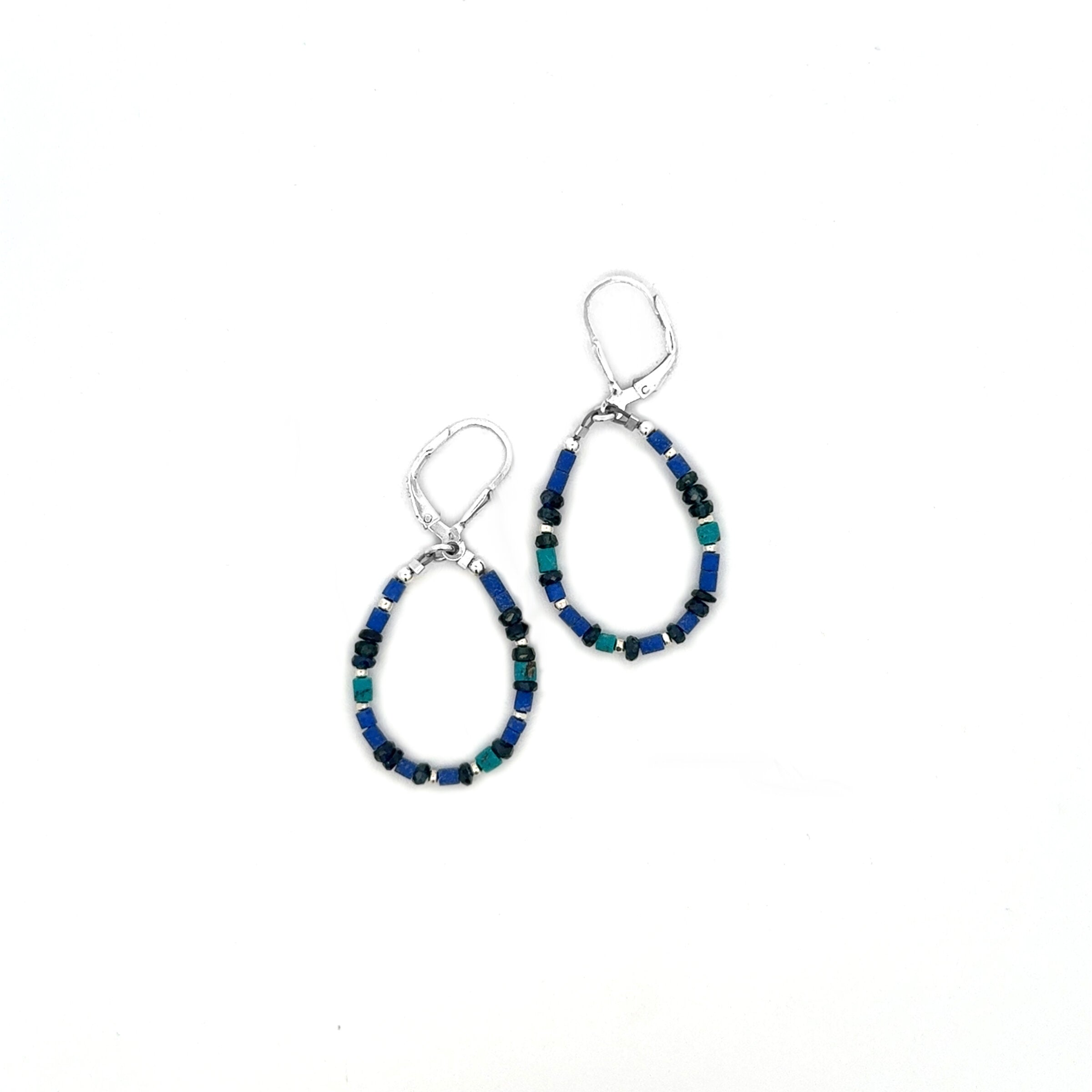 Lapis, Turquoise & Sapphire Earrings II
