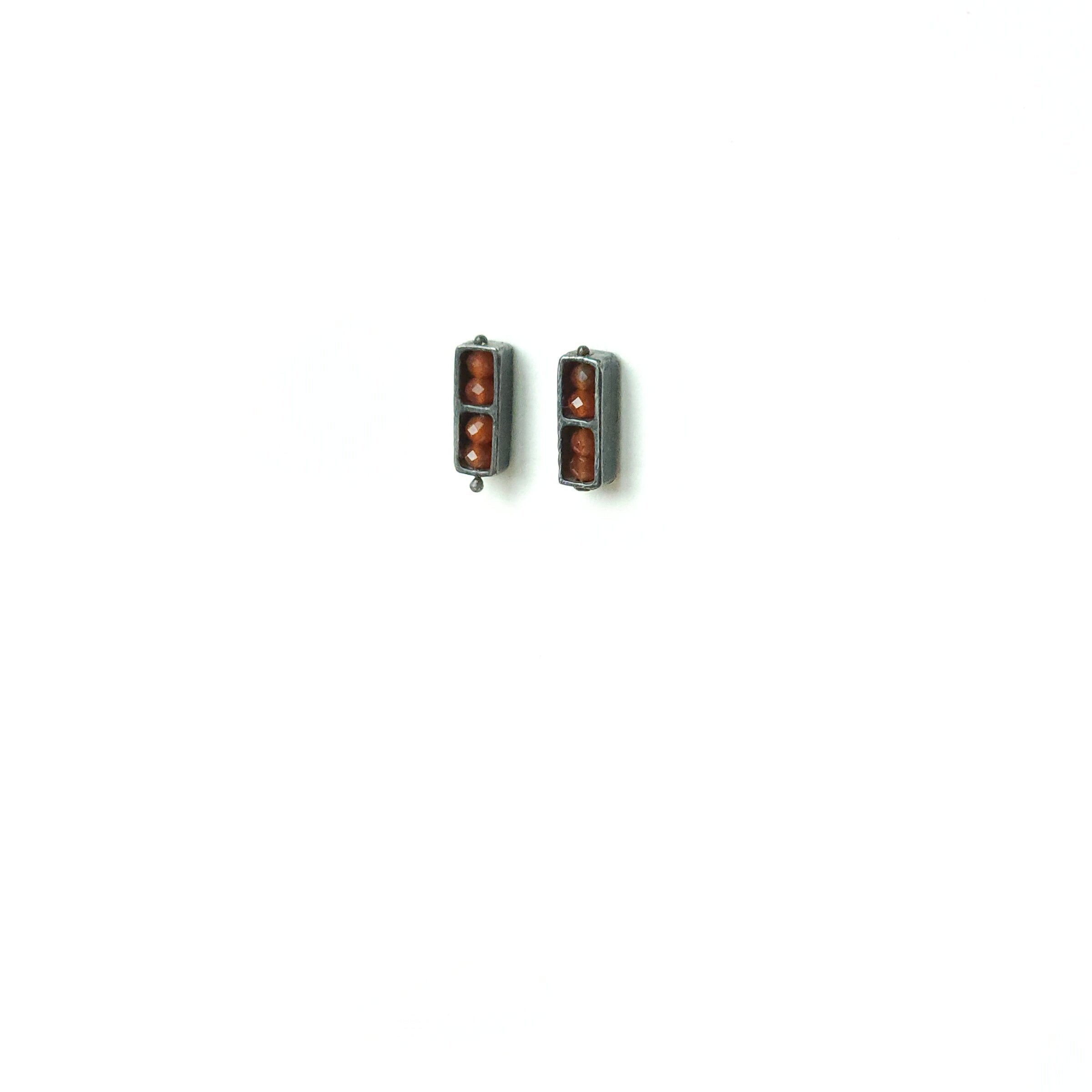 Carnelian Segment Bar Earrings